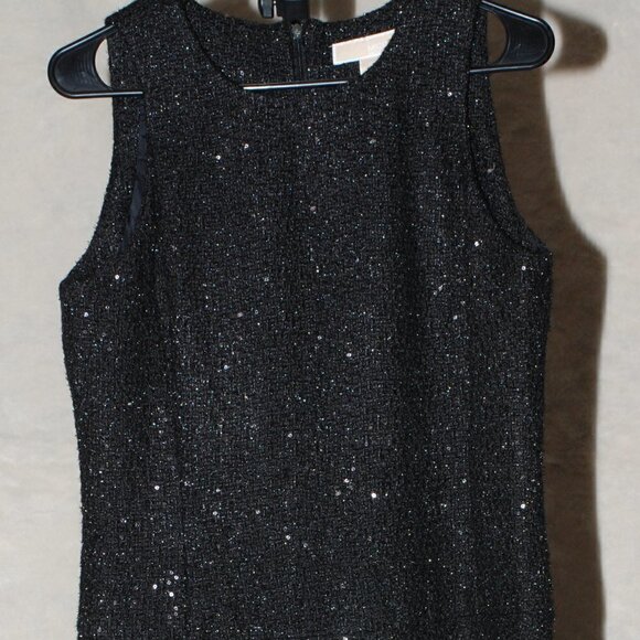 Sparkly Sequin Above The Knee Michael Kors Womens Size 10 Black Cocktail Dress - Picture 8 of 8